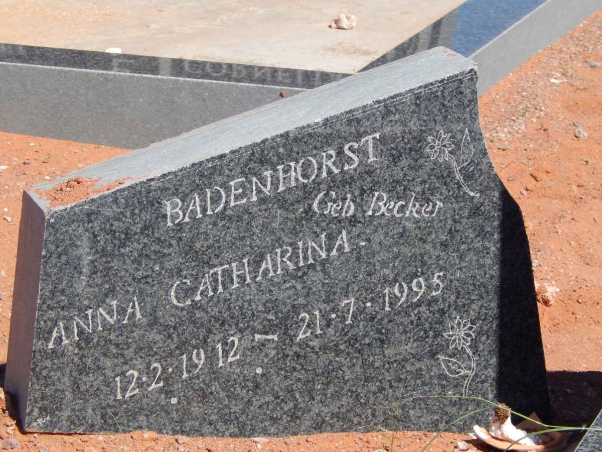 BADENHORST Anna Catharina nee BECKER 1912-1995