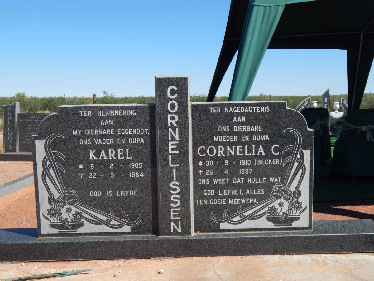 CORNELISSEN Karel 1905-1984 &amp; Cornelia C. BECKER 1910-1997