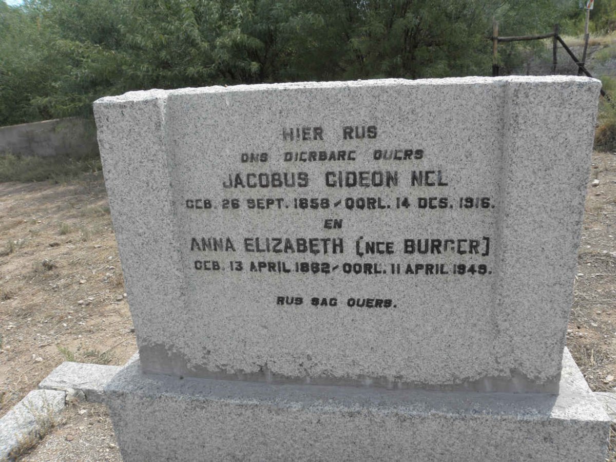 NEL Jacobus Gideon 1858-1916 &amp; Anna Elizabeth BURGER 1862-1949