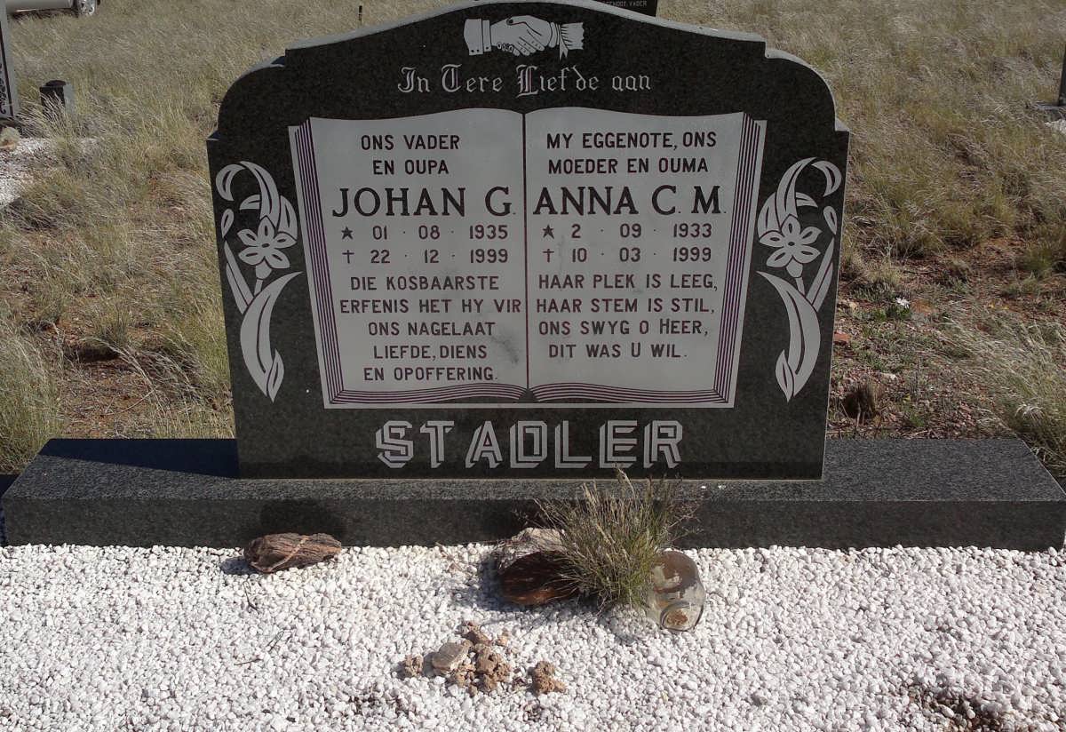 STADLER Johan G. 1935-1999 &amp; Anna C.M. 1933-1999