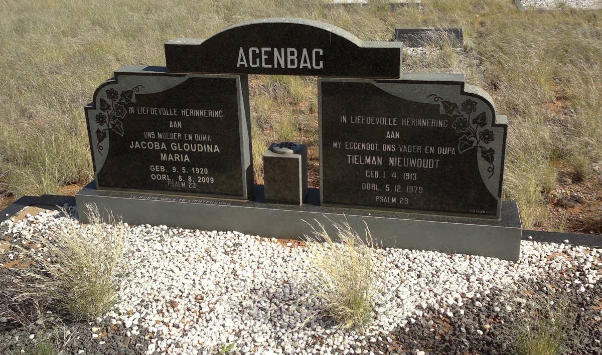 AGENBAG Tielman Nieuwoudt 1913-1979 &amp; Jacoba Gloudina Maria 1920-2009