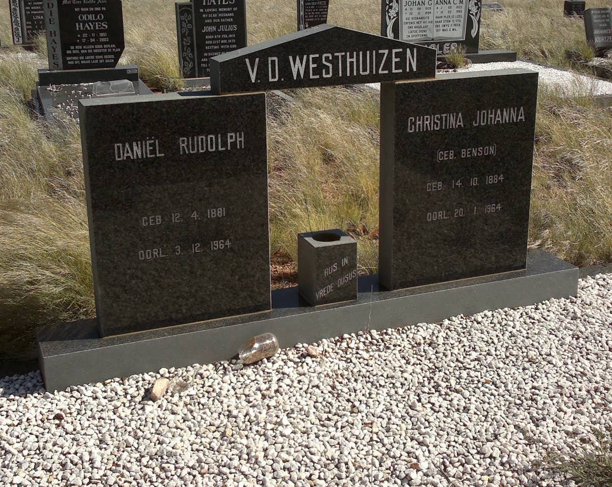 WESTHUIZEN Daniel Rudolph, V.D. 1881-1964 &amp; Christina Johanna BENSON 1884-1964