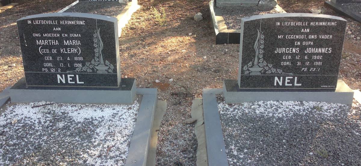 NEL Jurgen Johannes 1902-1981 &amp; Martha Maria DE KLERK 1898-1986