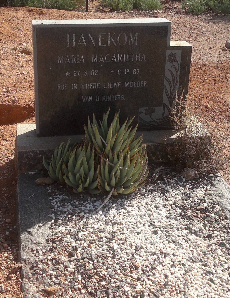 HANEKOM Maria Magarietha 1883-1967