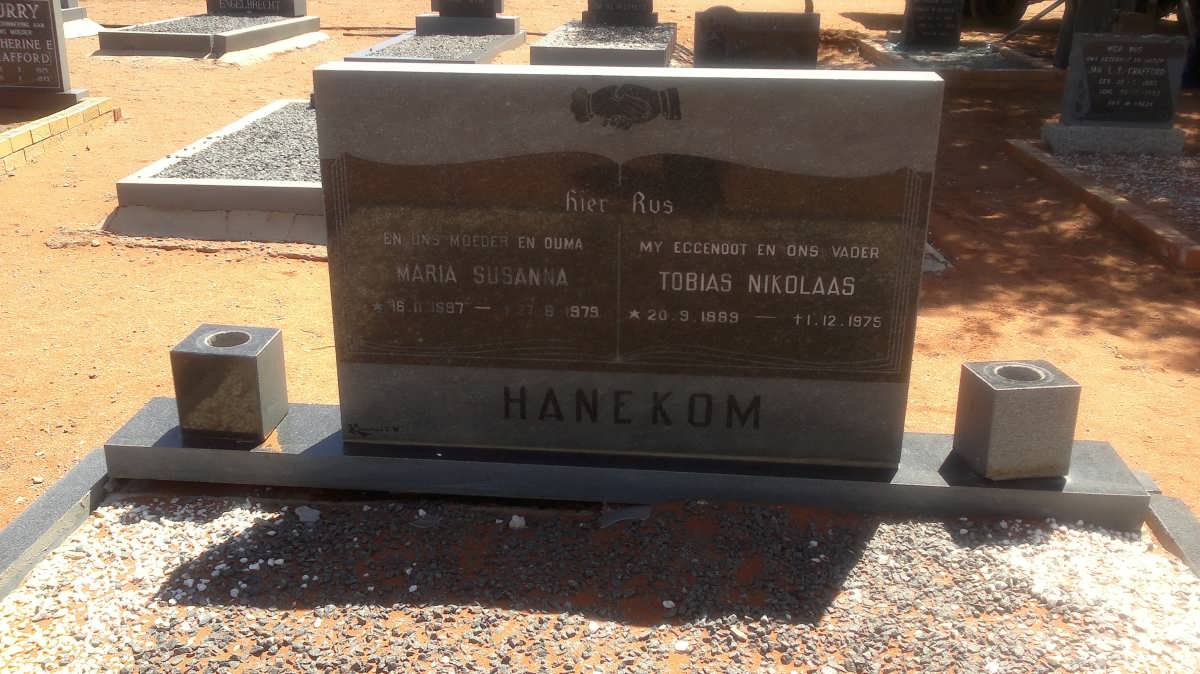 HANEKOM Tobias Nikolaas 1889-1975 &amp; Maria Susanna 1897-1979