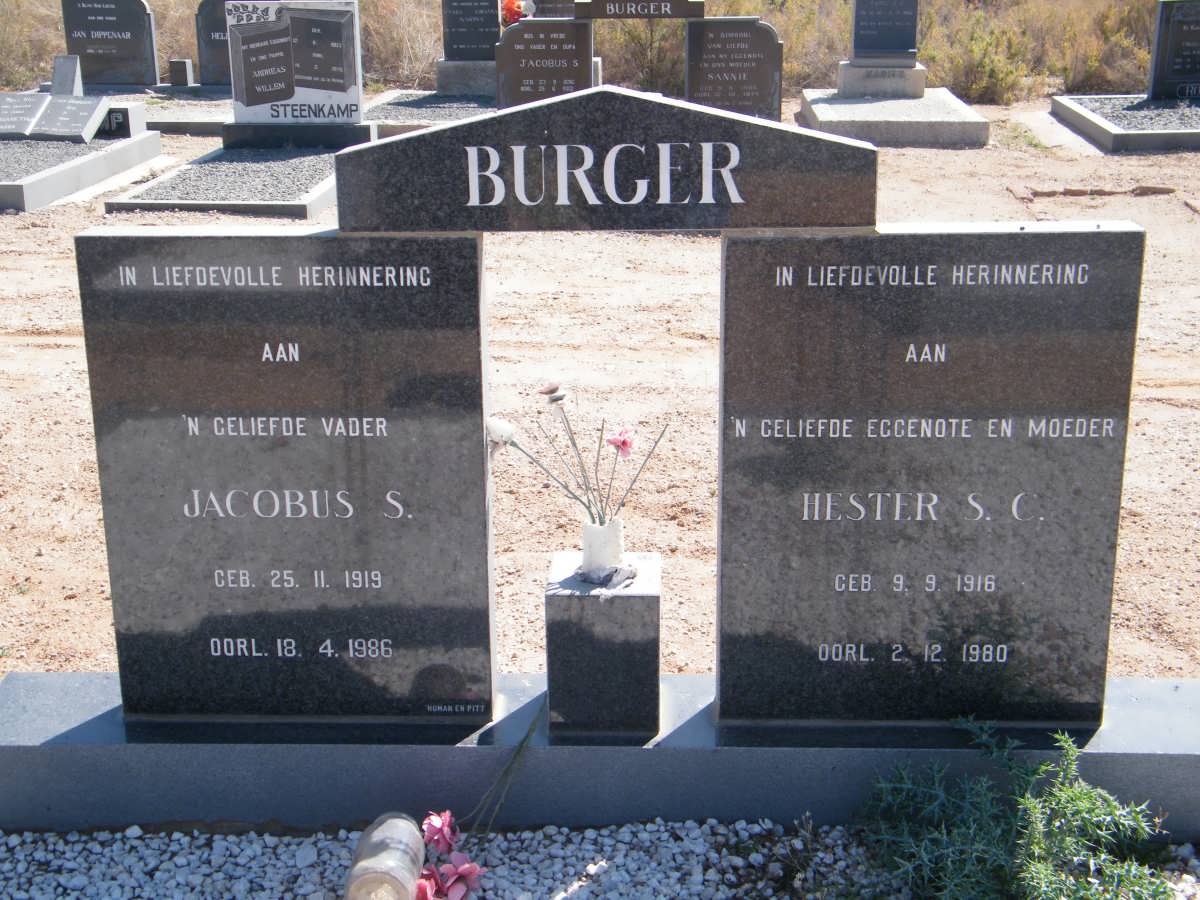 BURGER Jacobus S. 1919-1986 &amp; Hester S.C. 1916-1980