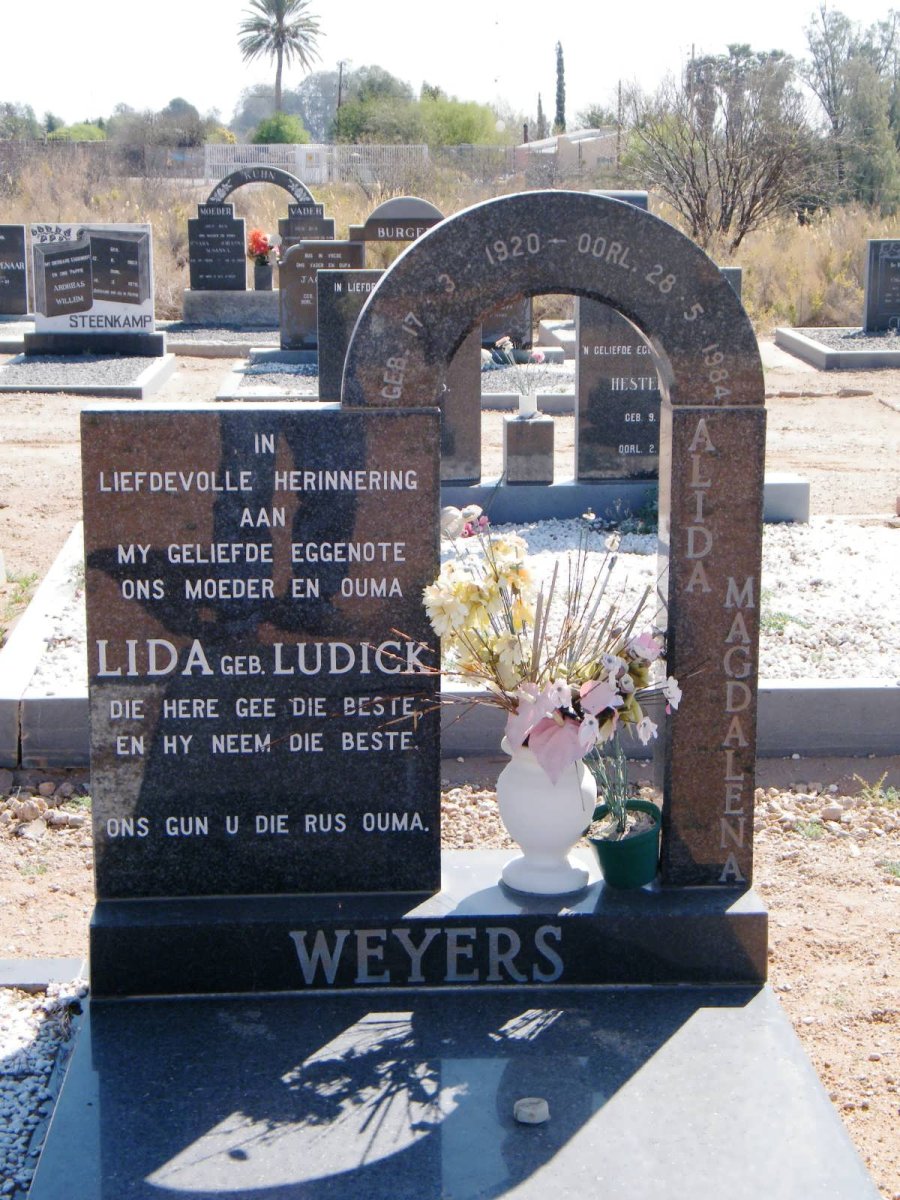WEYERS Alida Magdalena nee LUDICK 1920-1984