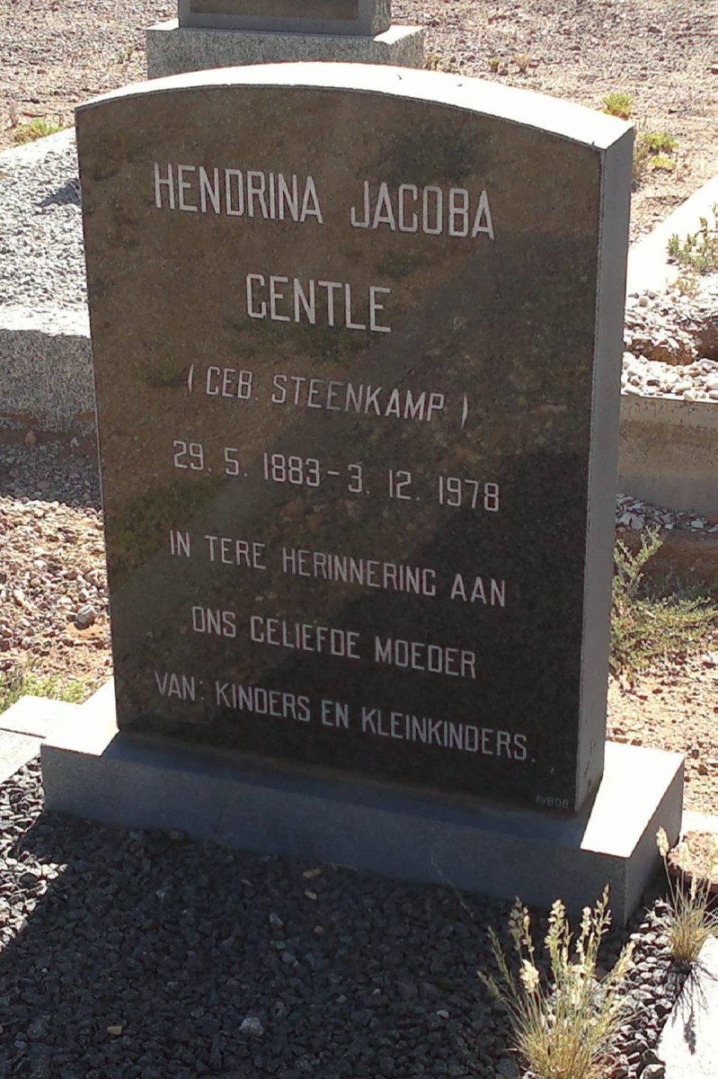 GENTLE Hendrina Jacoba nee STEENKAMP 1883-1978