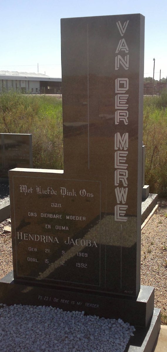MERWE Hendrina Jacoba, van der 1909-1992