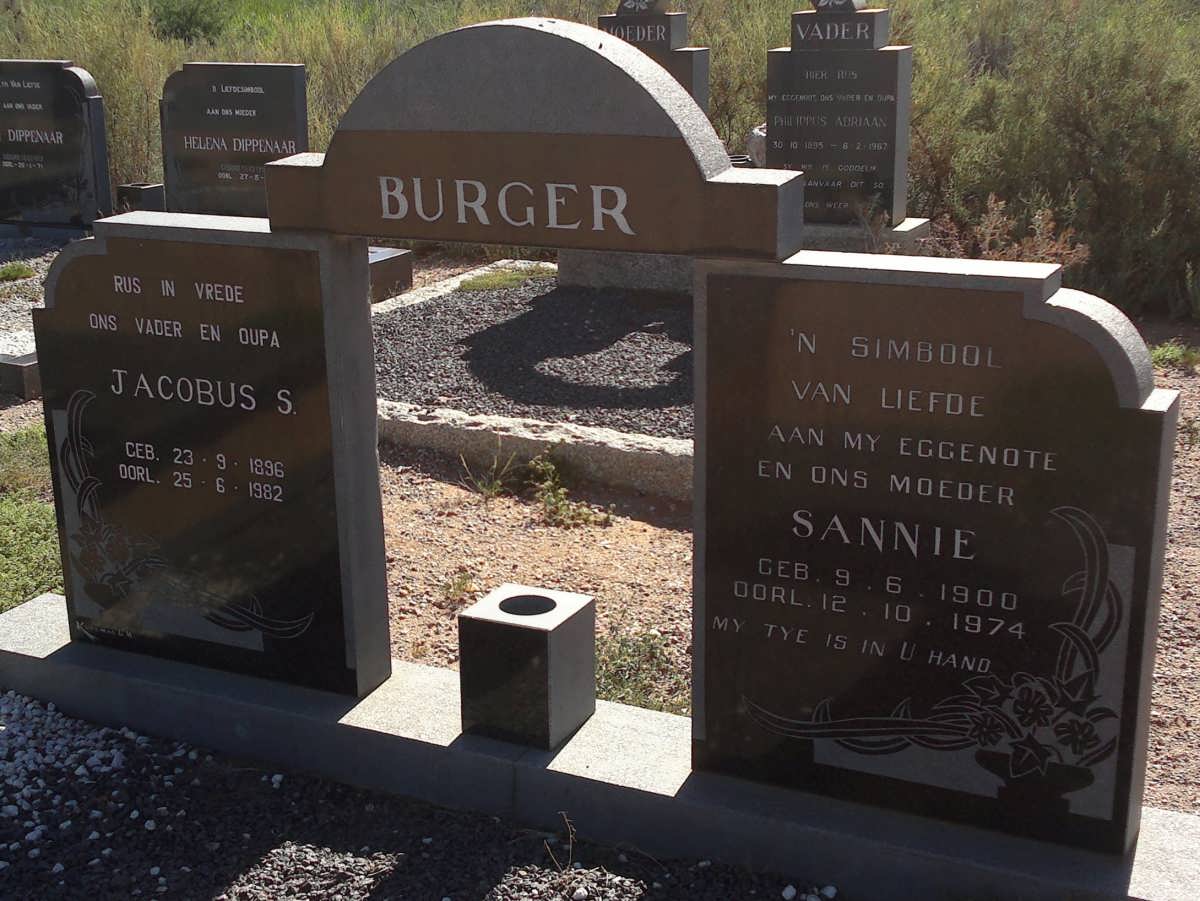 BURGER Jacobus S. 1896-1982 &amp; Sannie 1900-1974