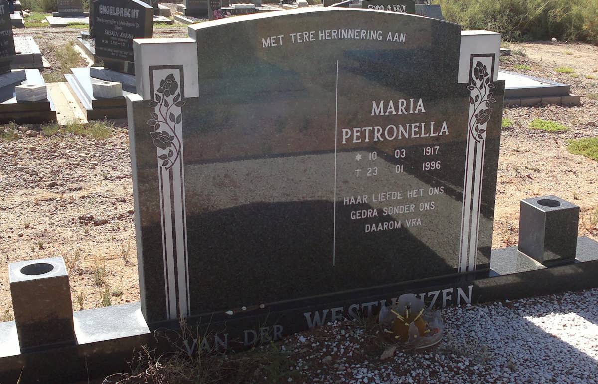 WESTHUIZEN Maria Petronella, van der 1917-1996