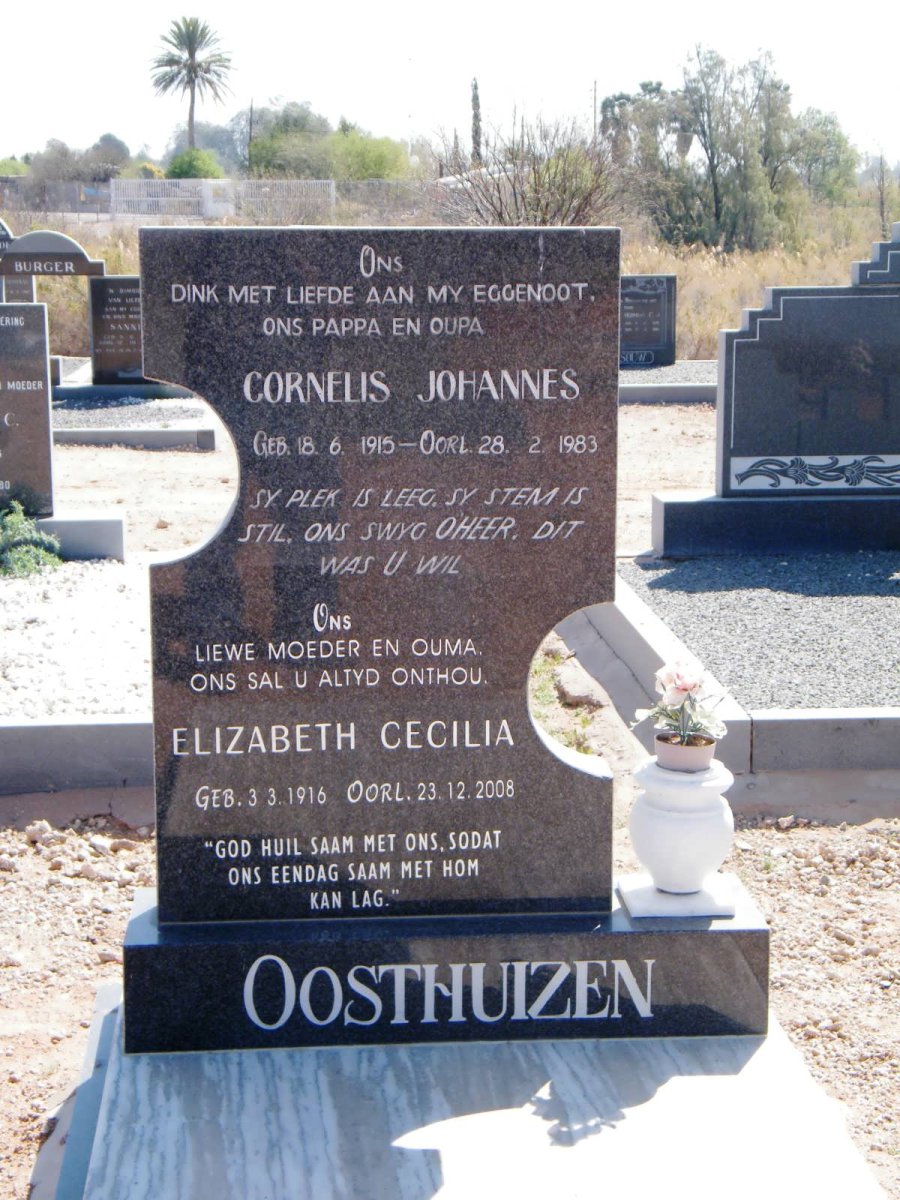 OOSTHUIZEN Cornelis Johannes 1915-1983 &amp; Elizabeth Cecilia 1916-2008