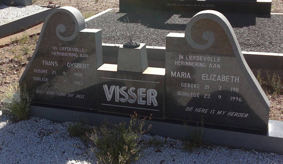 VISSER Frans Gysbert 1908-1983 &amp; Maria Elizabeth 1911-1996