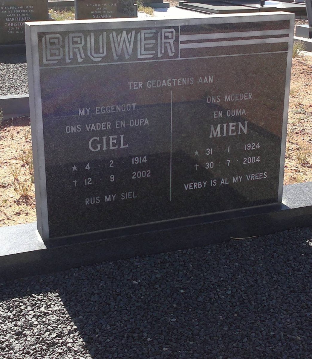 BRUWER Giel 1914-2002 &amp; Mien 1924-2004