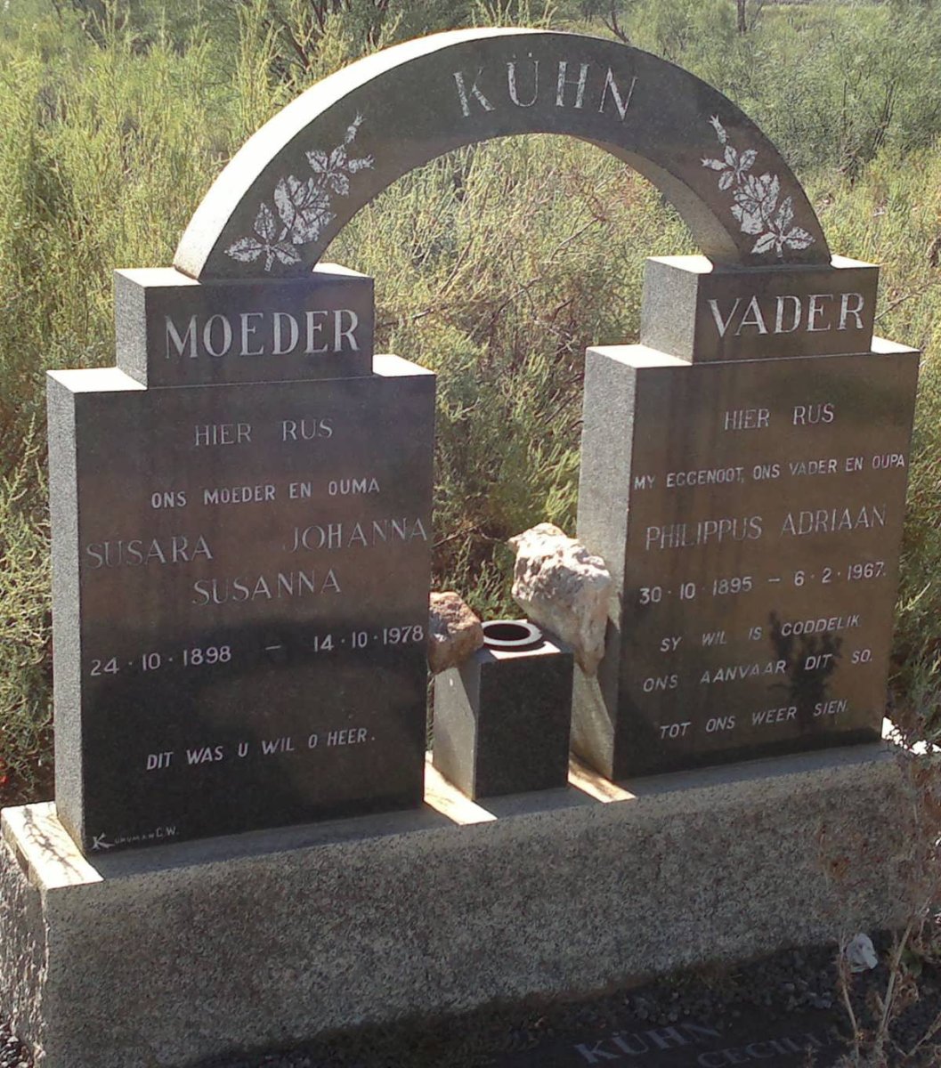 KÜHN Philippus Adriaan 1895-1967 &amp; Susara Johanna Susanna 1898-1978