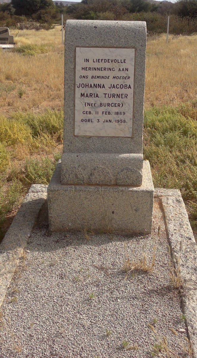 TURNER Johanna Jacoba Maria nee BURGER 1889-1958