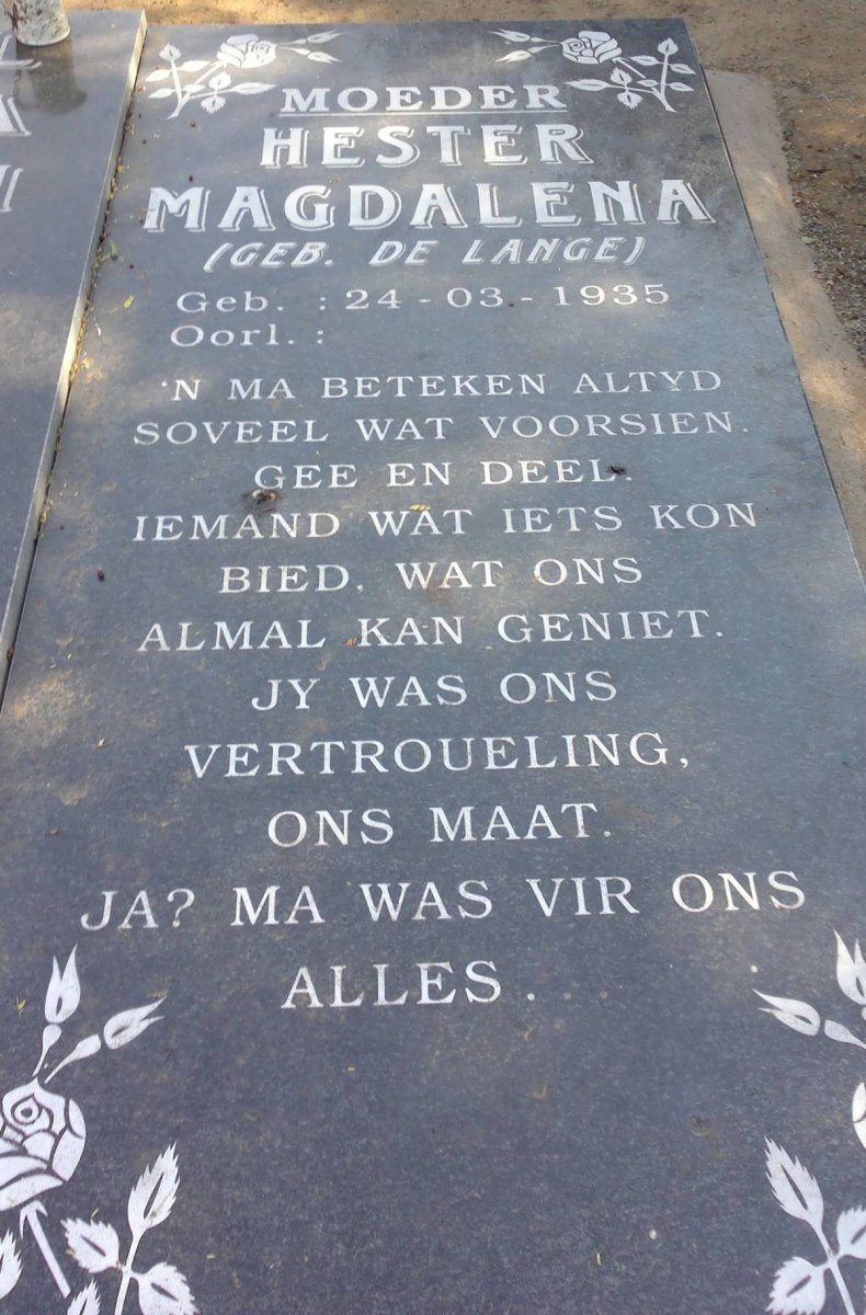 LAMPRECHT Hester Magdalena nee DE LANGE 1935-