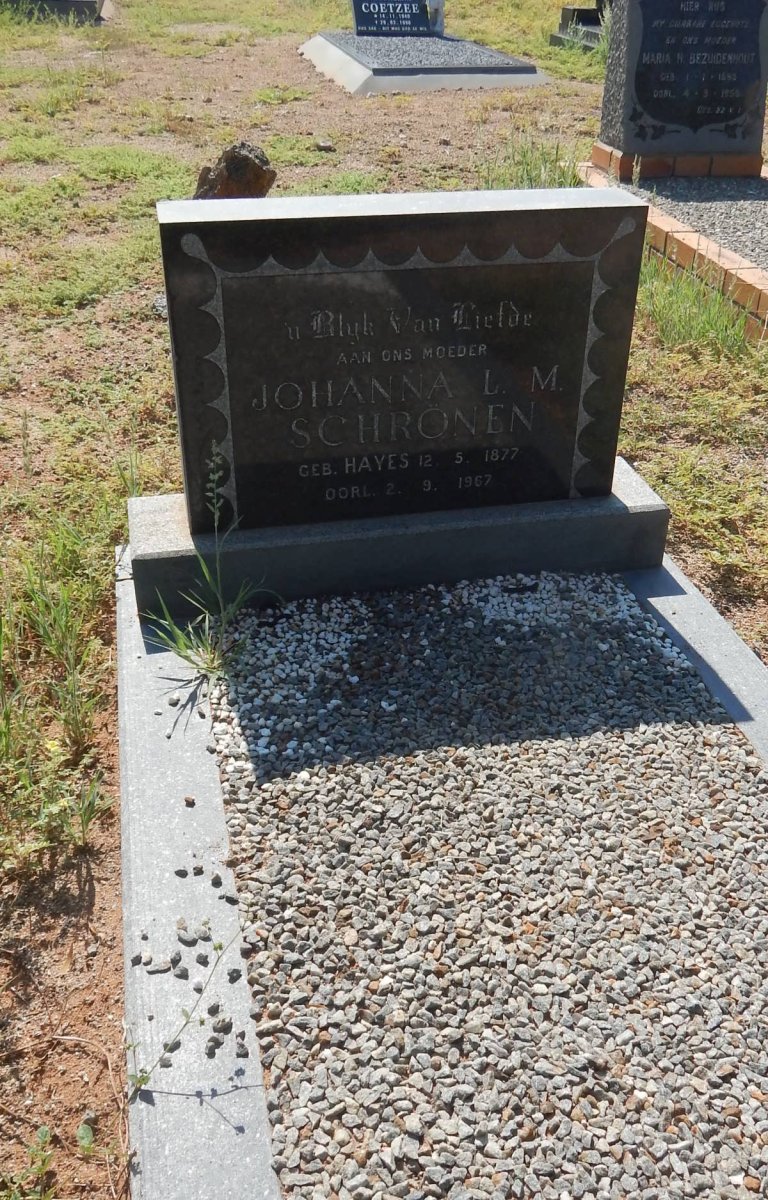 SCHRONEN Johanna L.M. nee HAYES 1877-19??