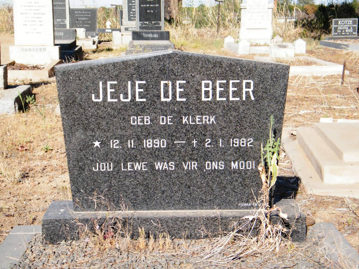 BEER Jeje, de nee DE KLERK 1890-1982