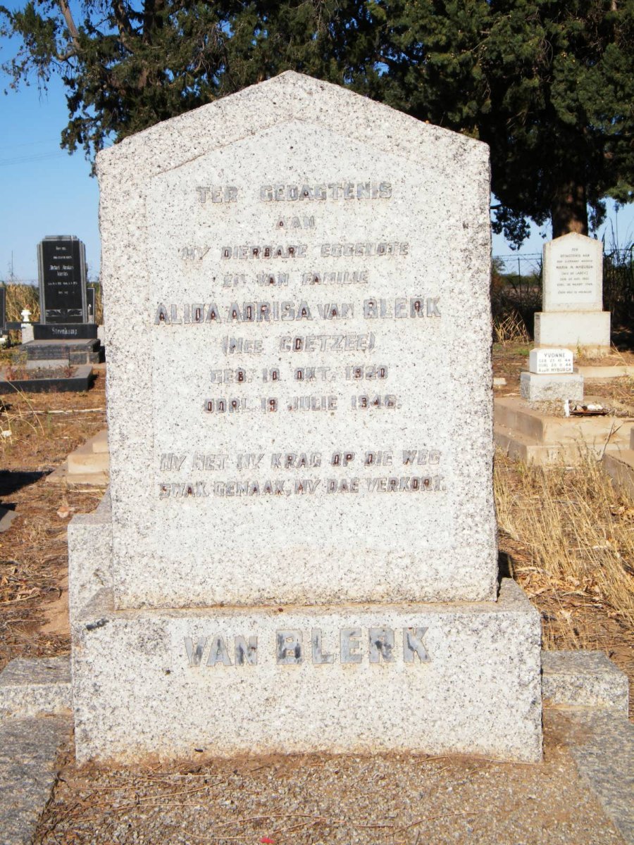 BLERK Alida Adrisa, van nee COETZEE 1920-194?