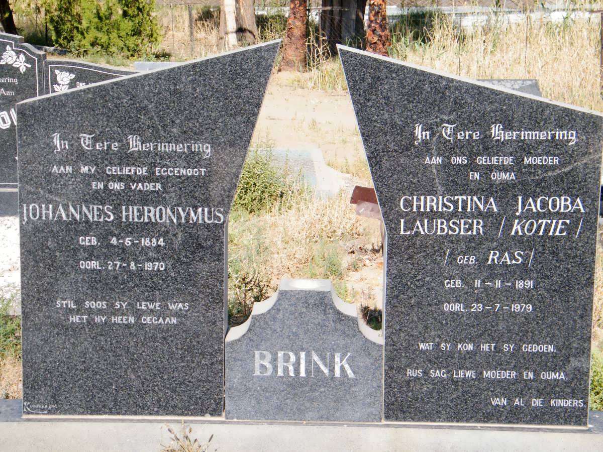 BRINK Johannes Heronymus 1884-1970 &amp; Christina Jacoba Laubser RAS 1891-1979