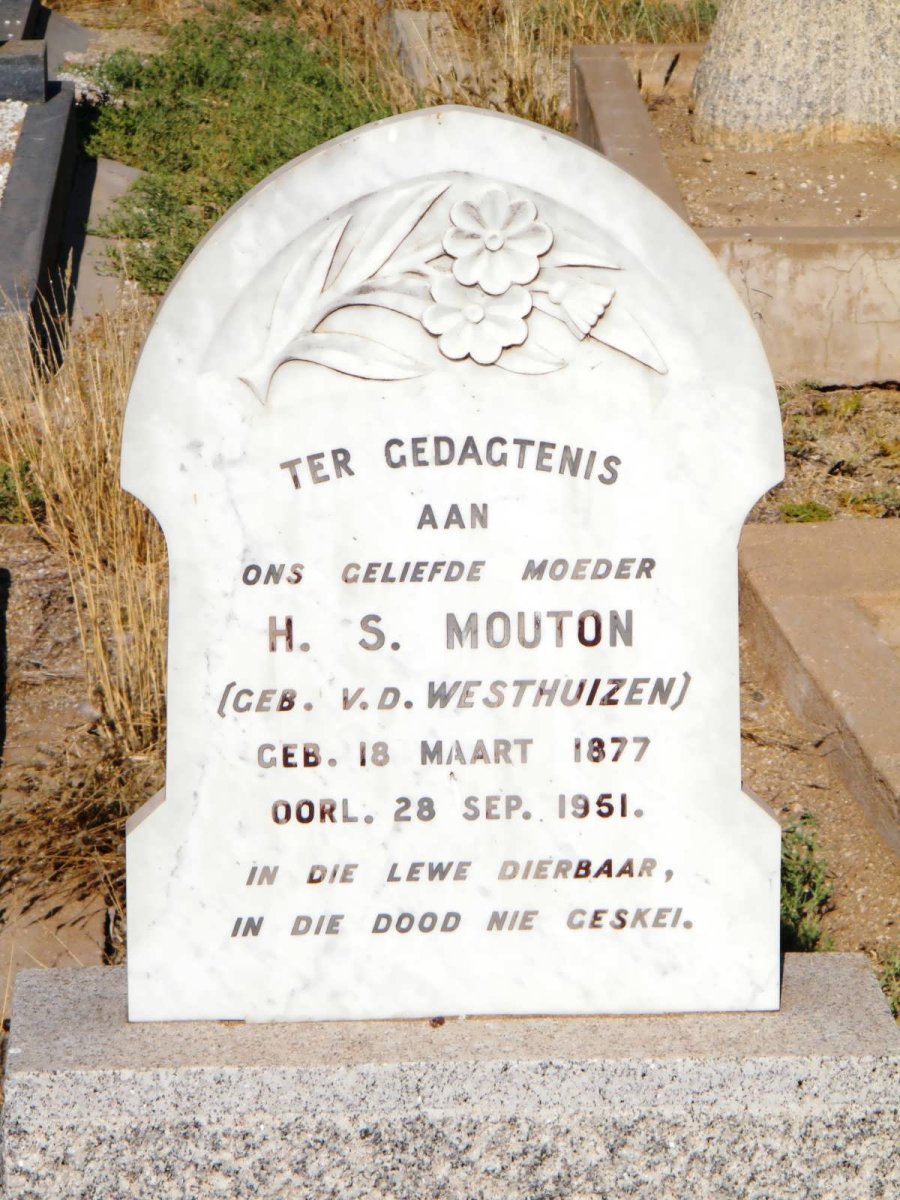 MOUTON H.S. nee V.D. WESTHUIZEN 1877-1951