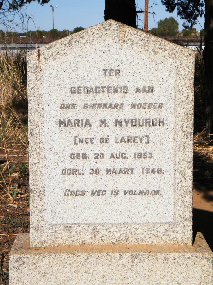 MYBURGH Maria M. nee DÉ LAREY 1853-1948