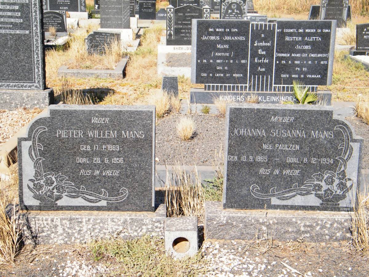 MANS Pieter Willem 1863-1956 &amp; Johanna Susanna nee PAULZEN 1865-1934