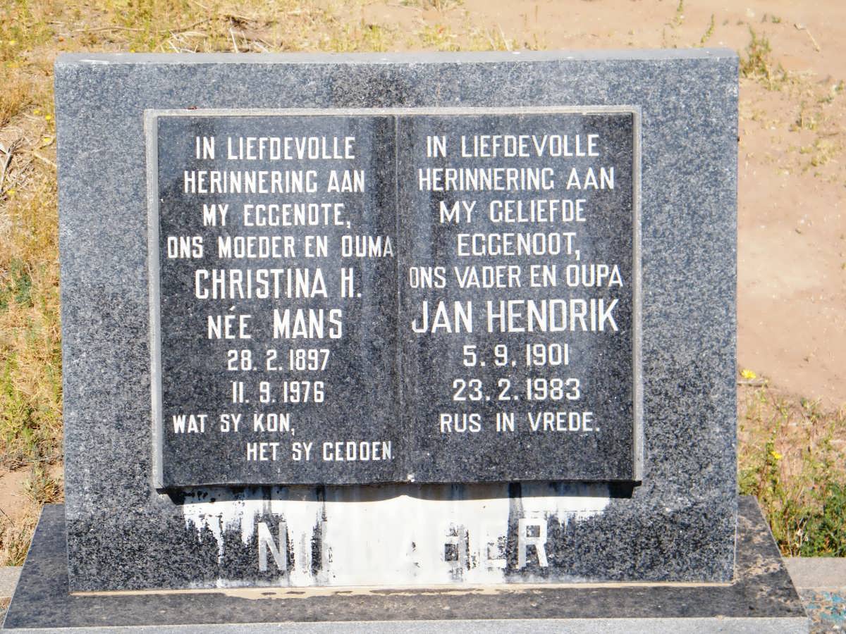 NIENABER Jan Hendrik 1901-1983 &amp; Christina H. MANS 1899-1976