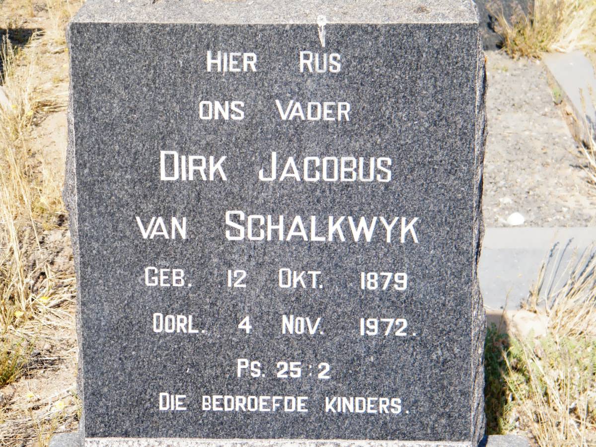 SCHALKWYK Dirk Jacobus, van 1879-1972