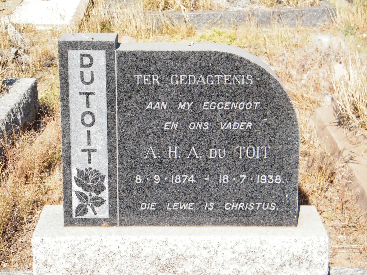 TOIT A.H.A., du 1874-1938