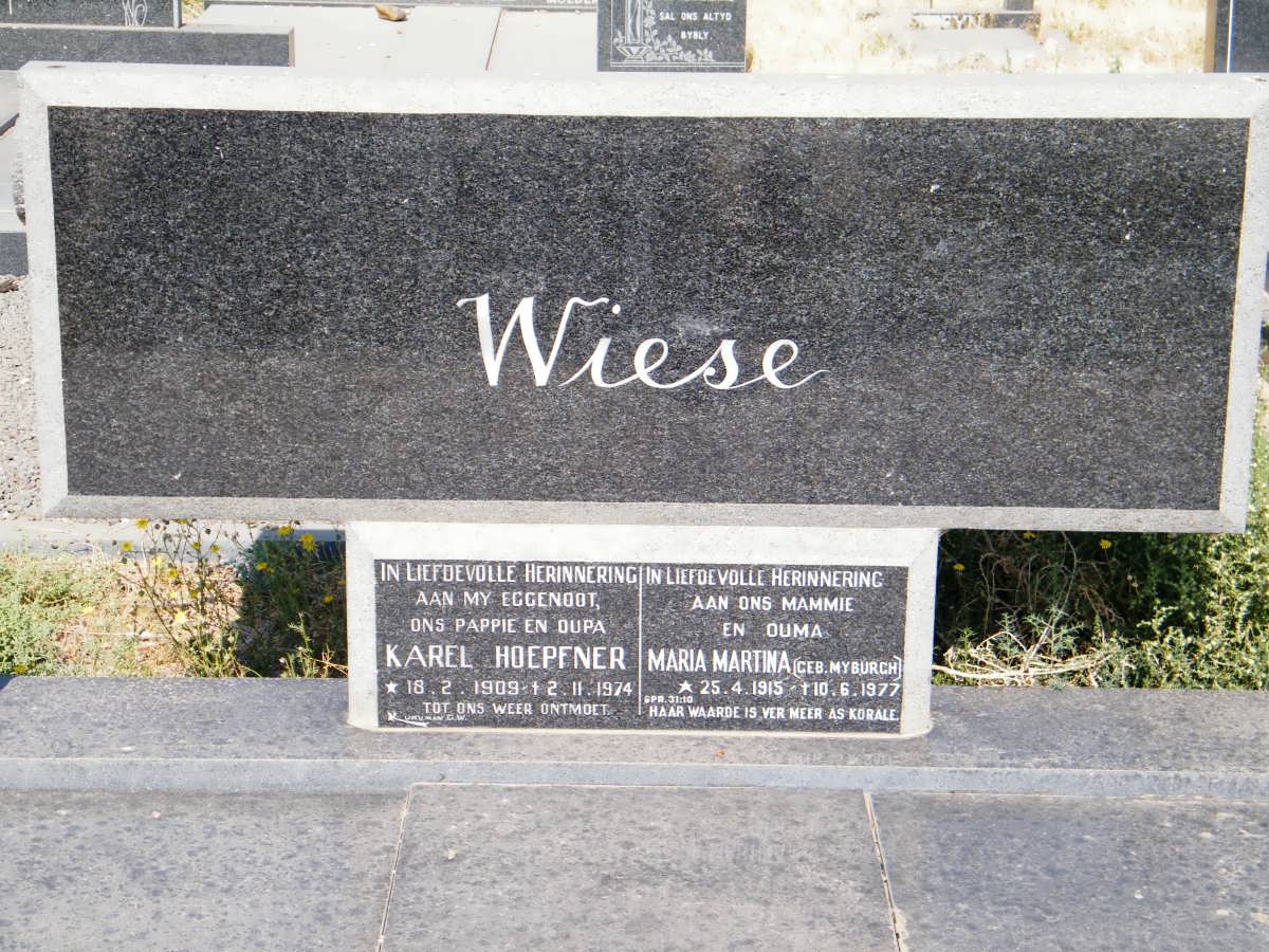 WIESE Karel Hoepfener 1909-1974 &amp; Maria Martina MYBURGH 1915-1977