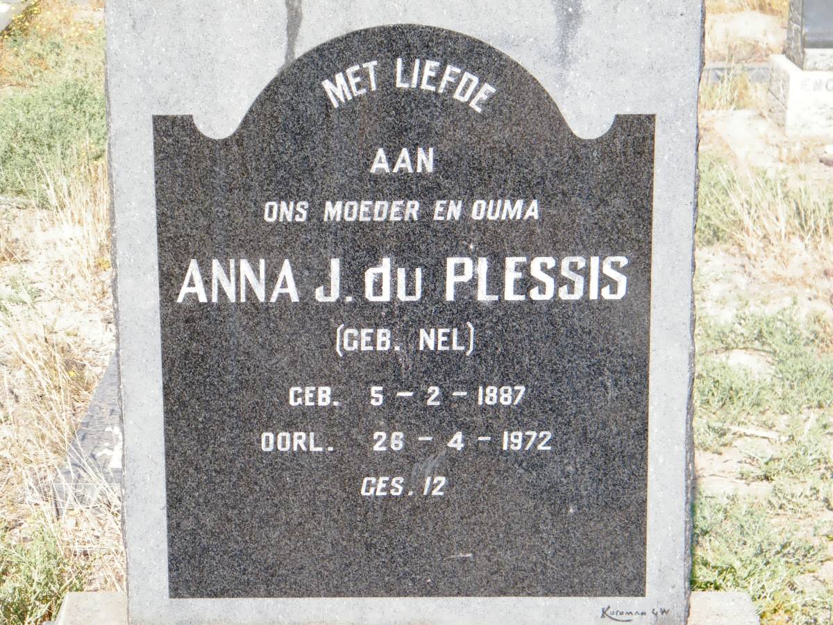 PLESSIS Anna J., du nee NEL 1887-1972