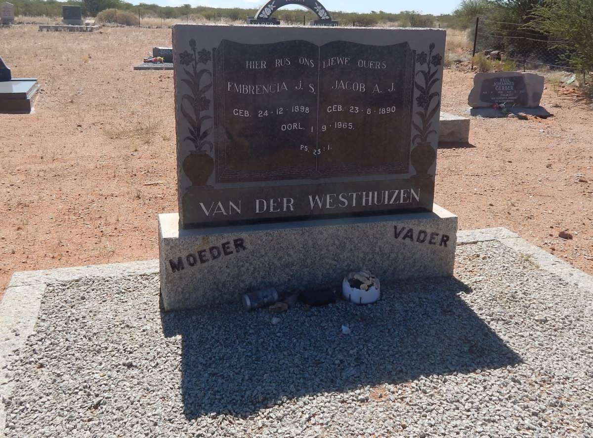 WESTHUIZEN Jacob A.J., van der 1890-1965 &amp; Embrencia J.S. 1898-1965