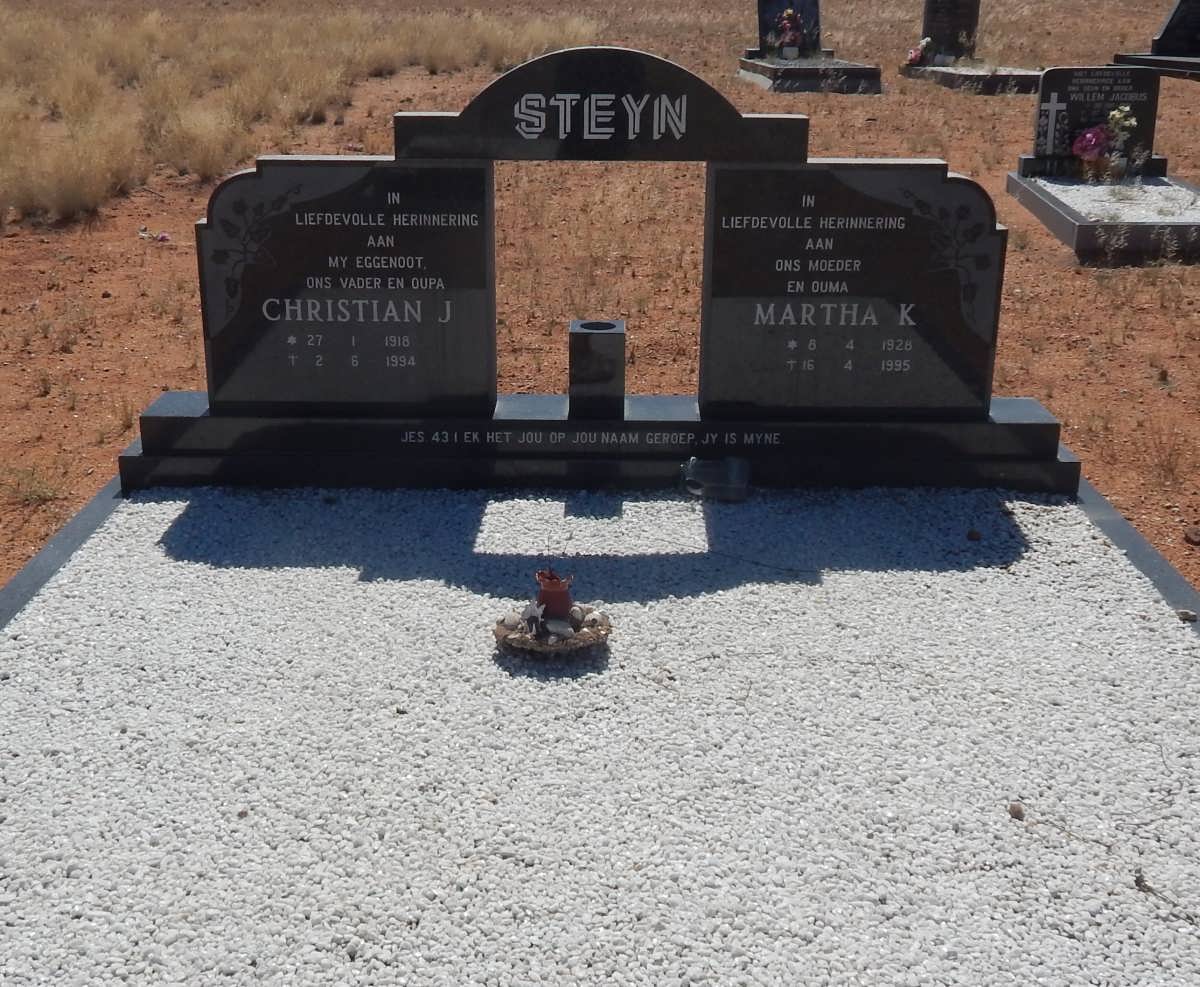 STEYN Christiaan J. 19??-1994 &amp; Martha K. 192?-1995