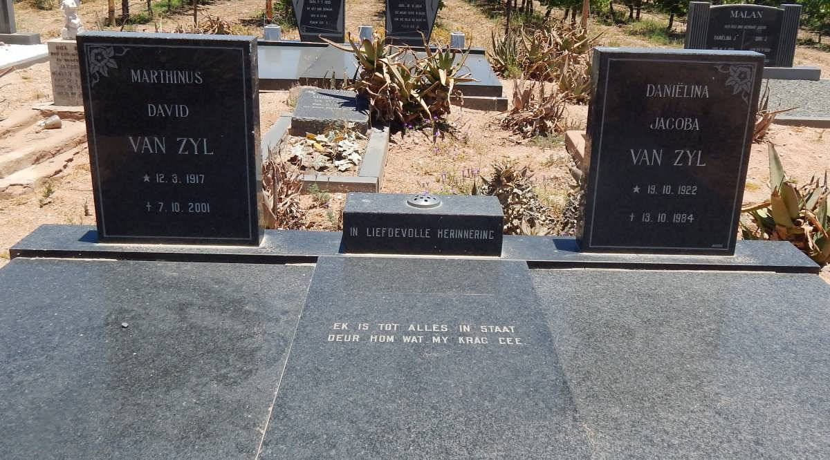ZYL Marthinus David, van 1917-2001 &amp; Daniëlina Jacoba 1922-1984