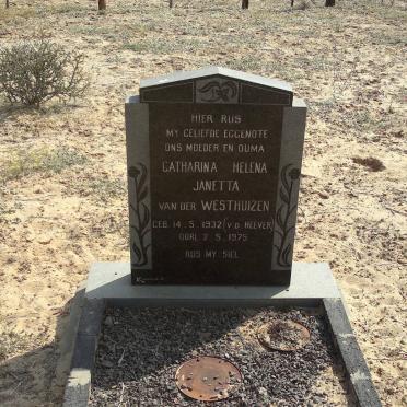 WESTHUIZEN Catharina Helena Janetta, van der nee V.D. MERWE 1932-1975
