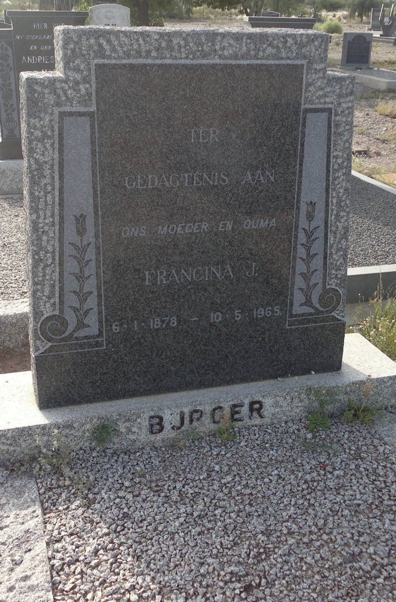 BURGER Francina J. 1878-1965