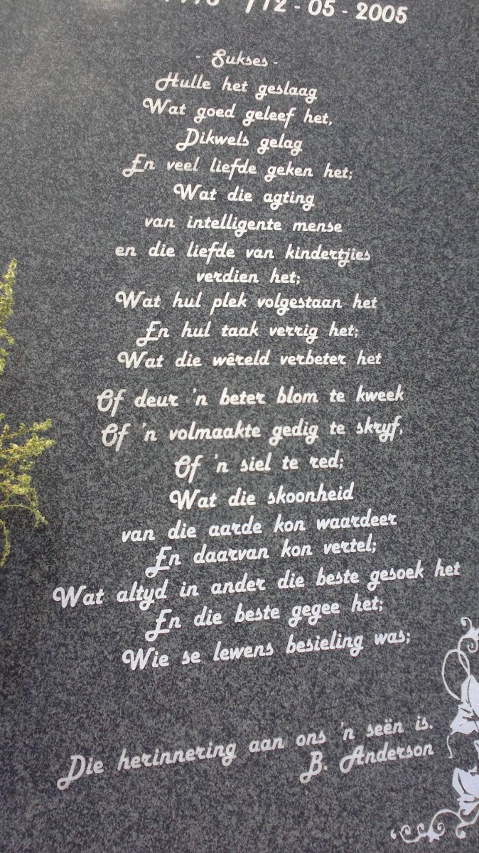 BURGER Francois Johannes 1911-1994 &amp; Martha Aletta COETZEE 1915-2005