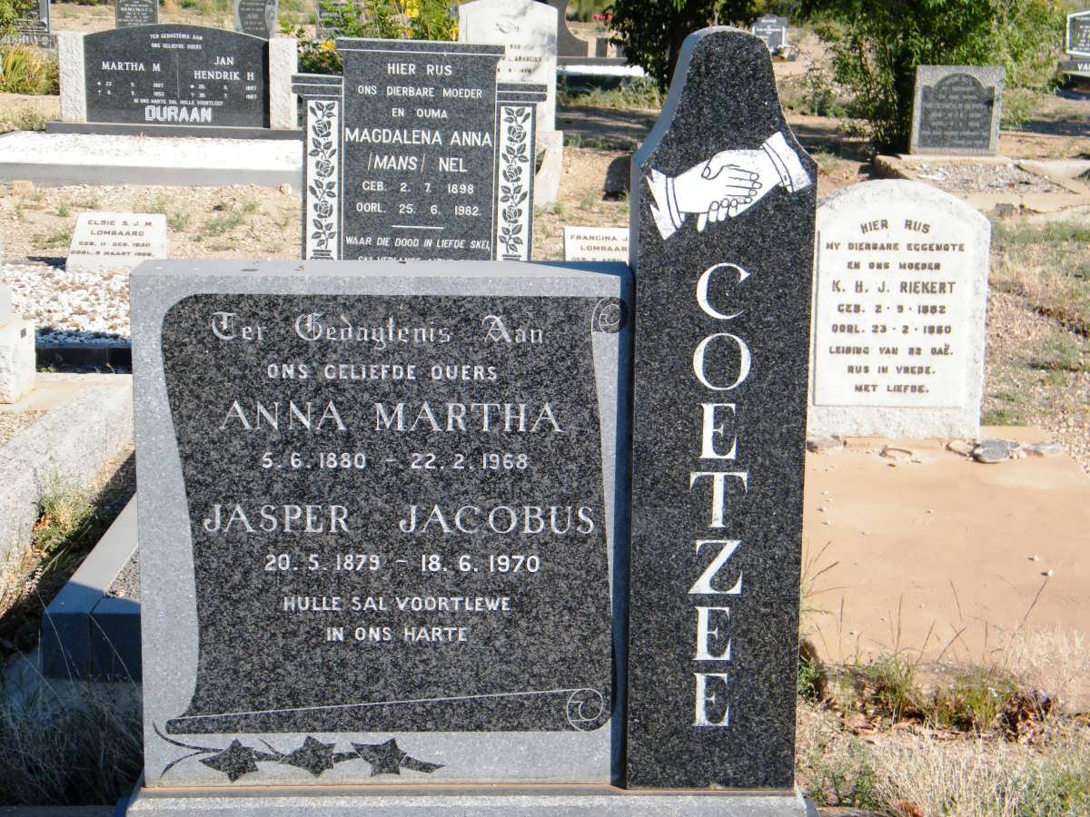 COETZEE Jasper Jacobus 1879-1970 &amp; Anna Martha 1880-1968