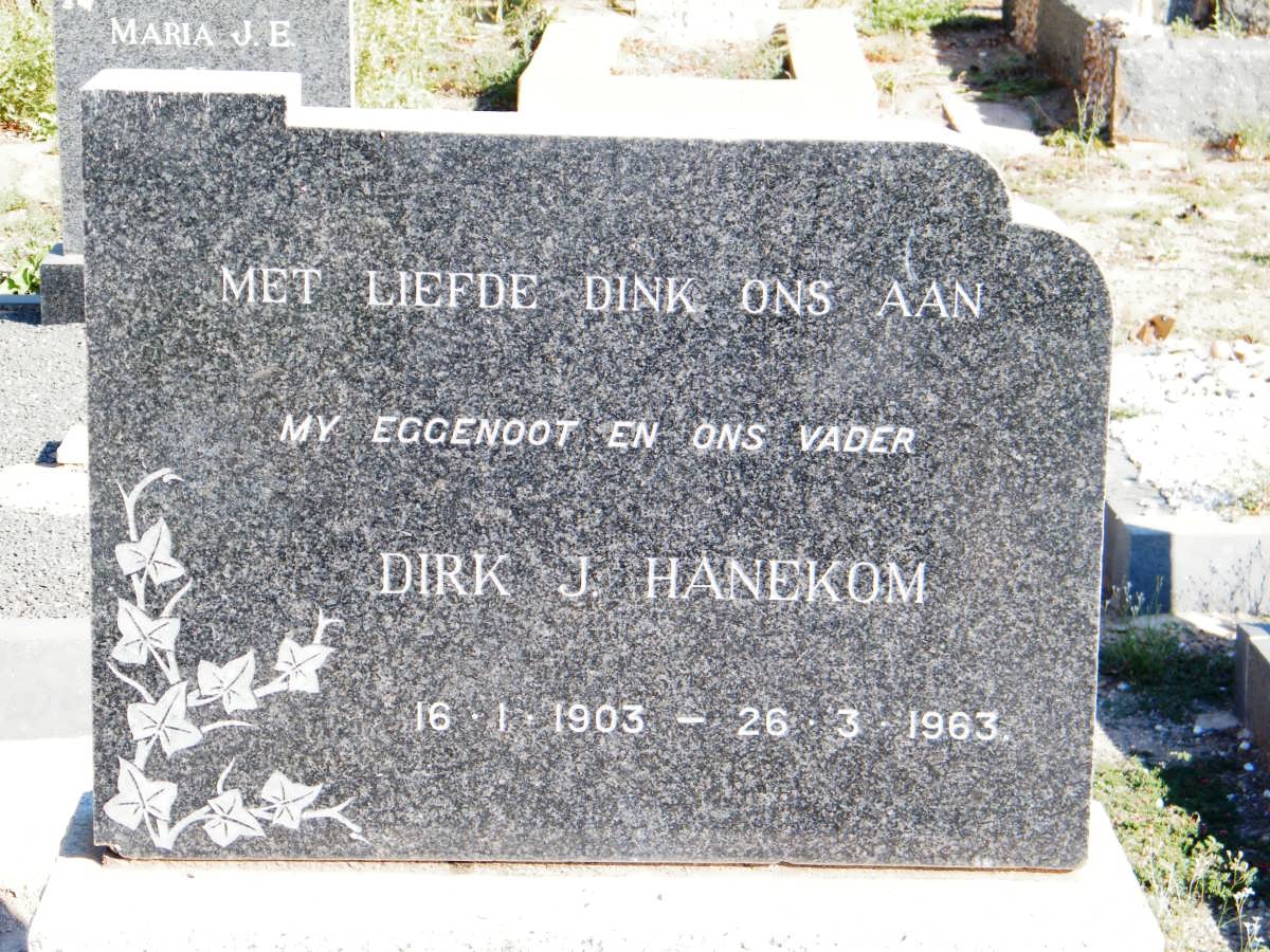 HANEKOM Dirk J. 1903-1963