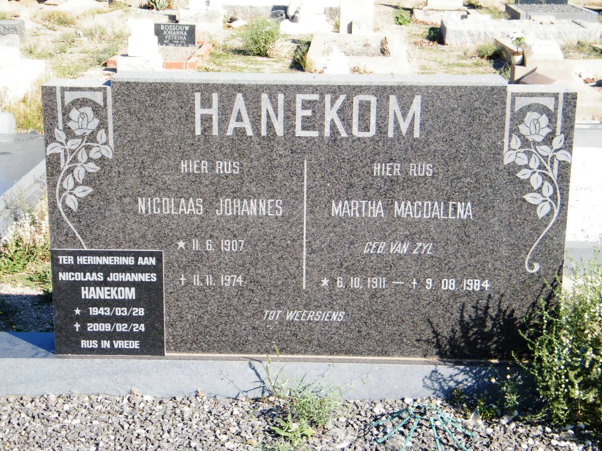 HANEKOM Nicolaas Johannes 1907-1974 &amp; Martha Magdalena VAN ZYL 1911-1984 :: HANEKOM Nicolaas Johannes 1943-2009