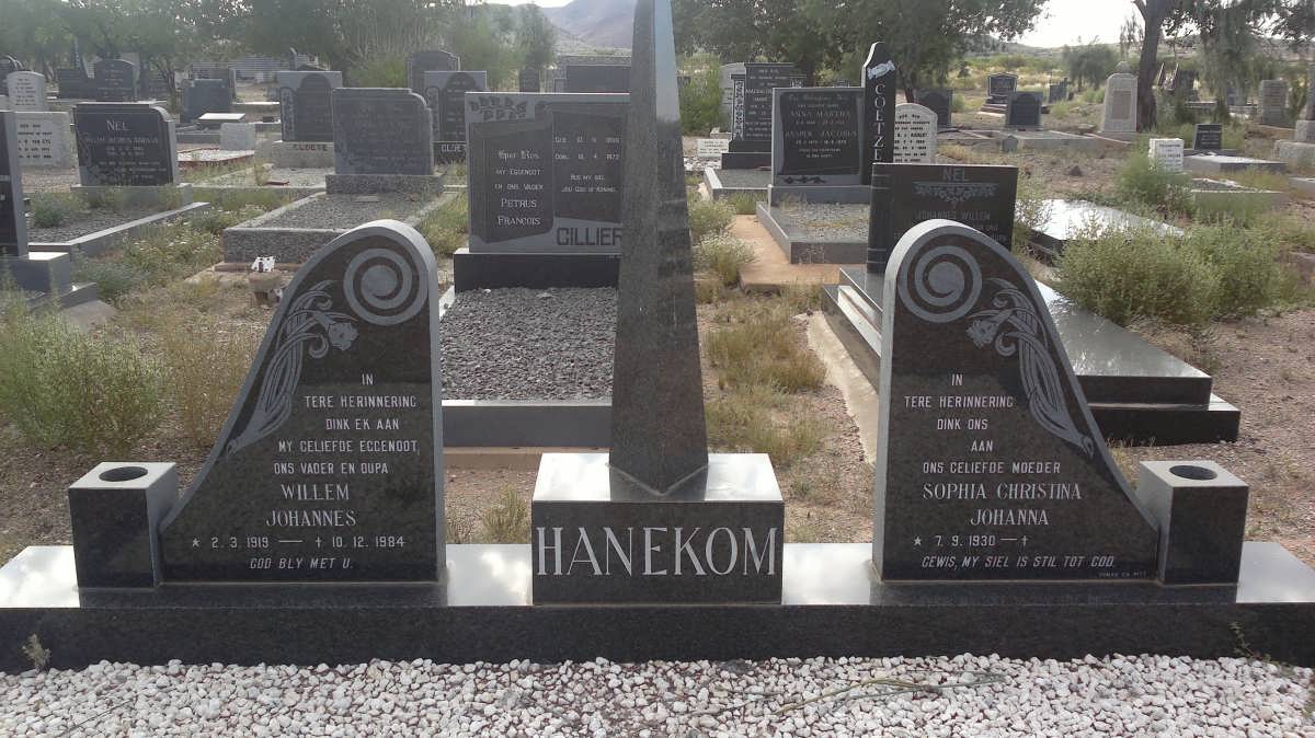 HANEKOM Willem Johannes 1919-1984 &amp; Sophia Christina Johanna 1930-