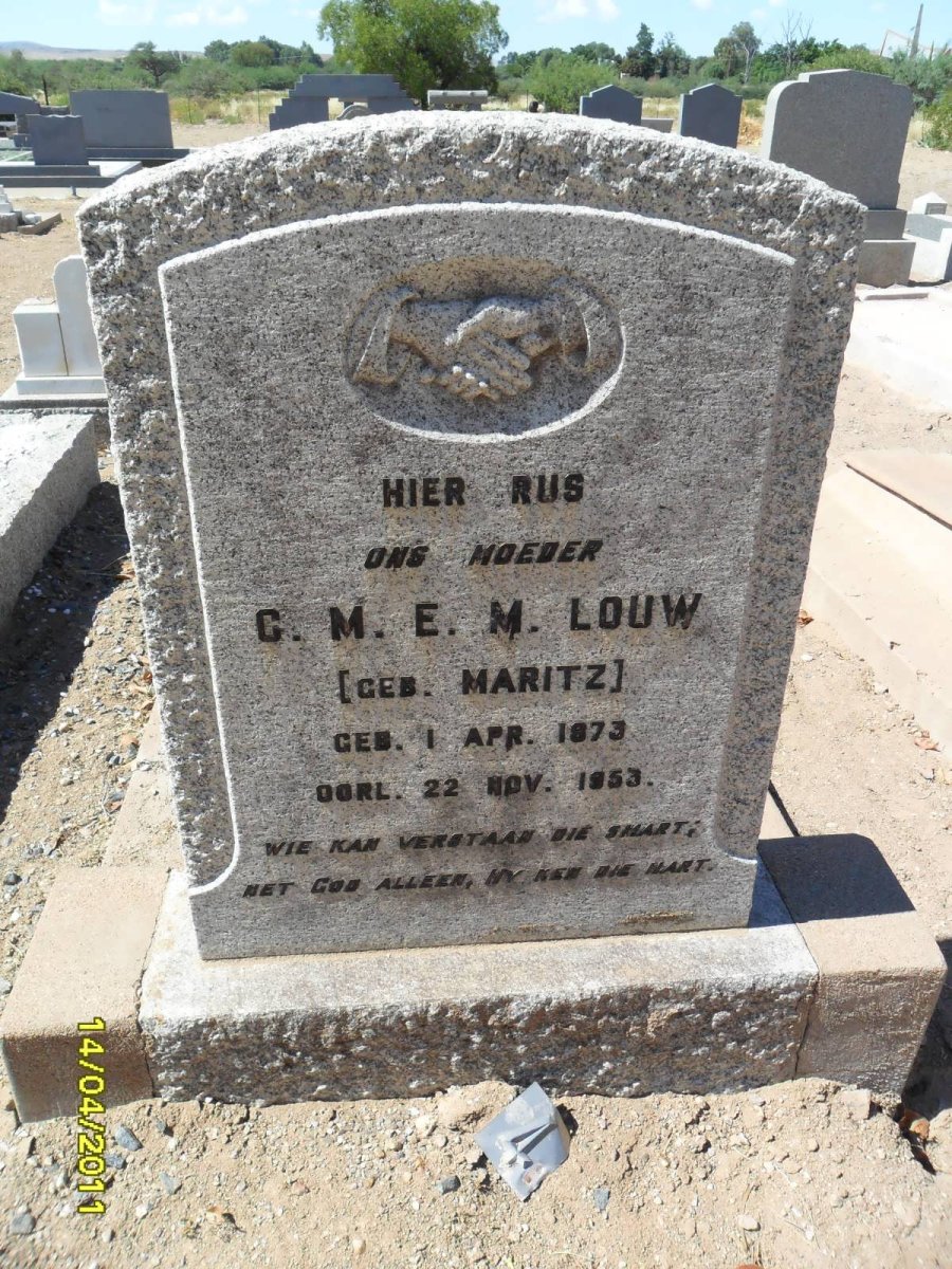 LOUW C.M.E.M. nee MARITZ 1873-1953