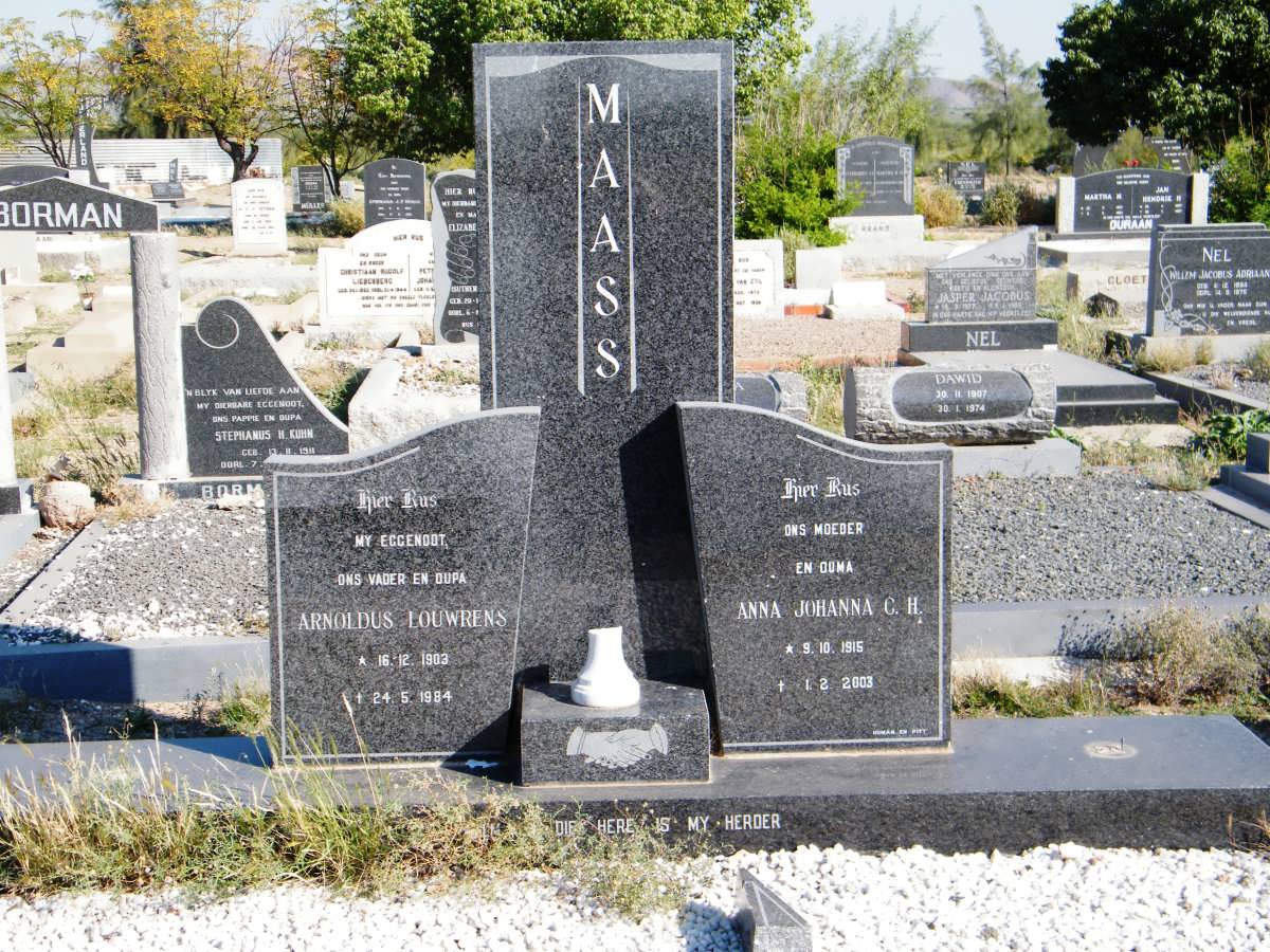 MAASS Arnoldus Louwrens 1903-1984 &amp; Anna Johanna C.H. 1915-2003