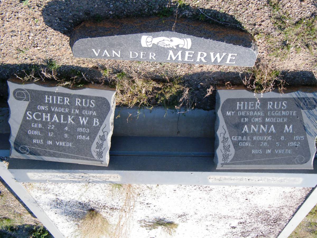 MERWE Schalk W.B., van der 1903-1984 &amp; Anna M. LE ROUX 1915-1962