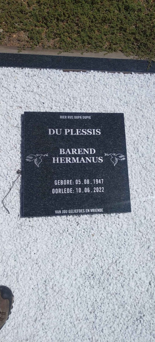 PLESSIS Barend Hermanus, du 1947-2022