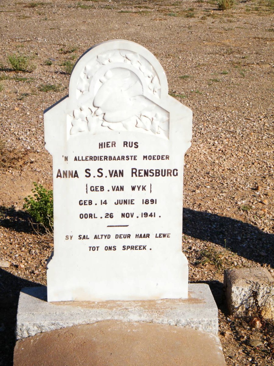 RENSBURG Anna S.S., van nee VAN WYK 1891-1941