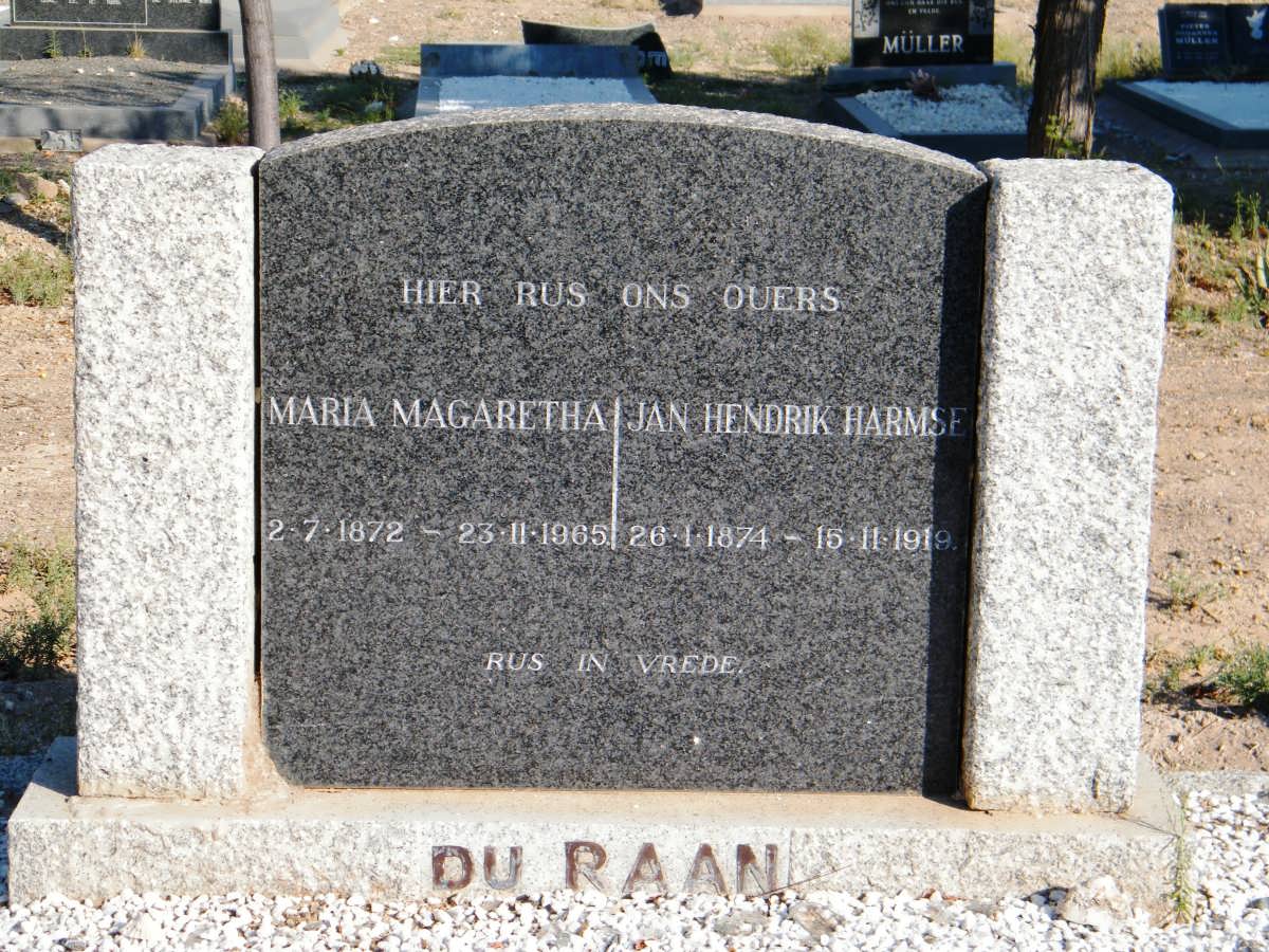 RAAN Jan Hendrik Harmse, du 1874-1919 &amp; Maria Magaretha 1872-1965