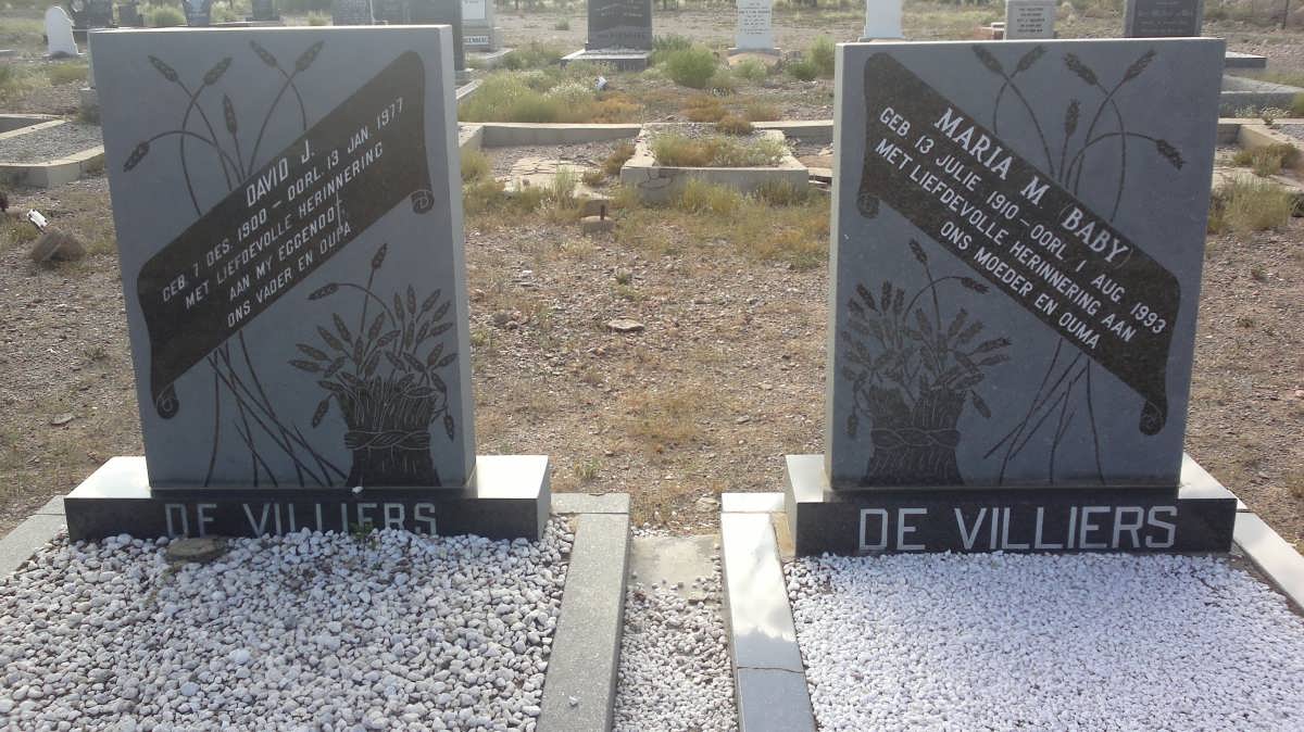 VILLIERS David J., de 1900-1977 &amp; Maria M. 1910-1993
